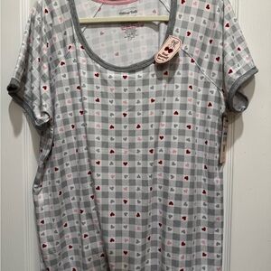 Pillow Talk Gray and Red Heart Pattern Pajama Set